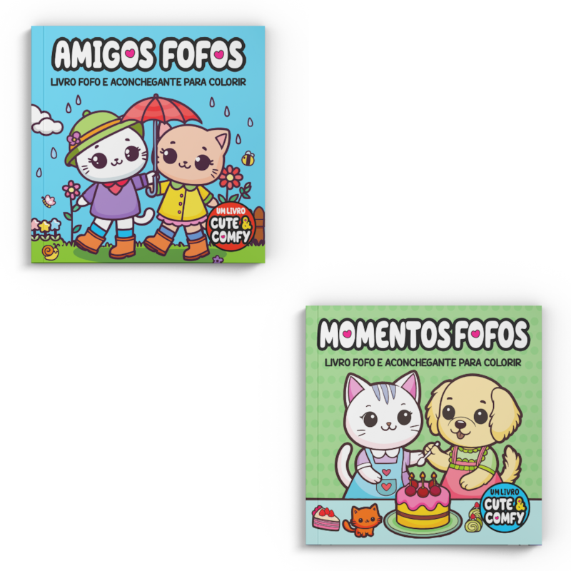 COLEÇÃO CUTE & COMFY COLORIR FOFO - KIT COM 2 LIVROS DE COLORIR ADULTO