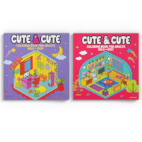 COLEÇÃO CUTE & CUTE COLORING BOOK FOR ADULTS - BOLD EASY - KIT COM 2 LIVROS DE COLORIR ADULTO