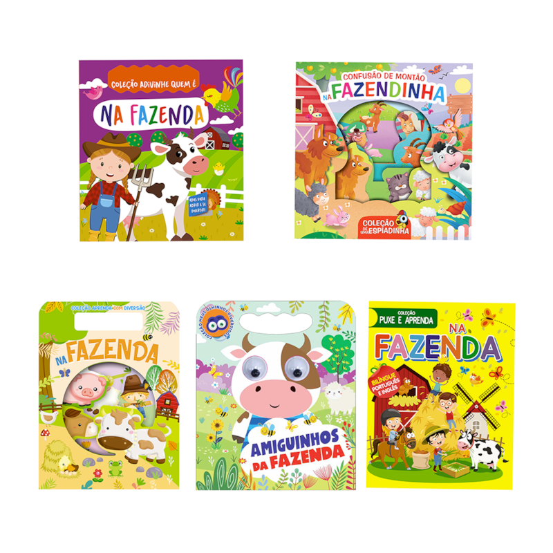COLEÇÃO INFANTIL BICHINHOS DA FAZENDA - KIT COM 5 LIVRINHOS
