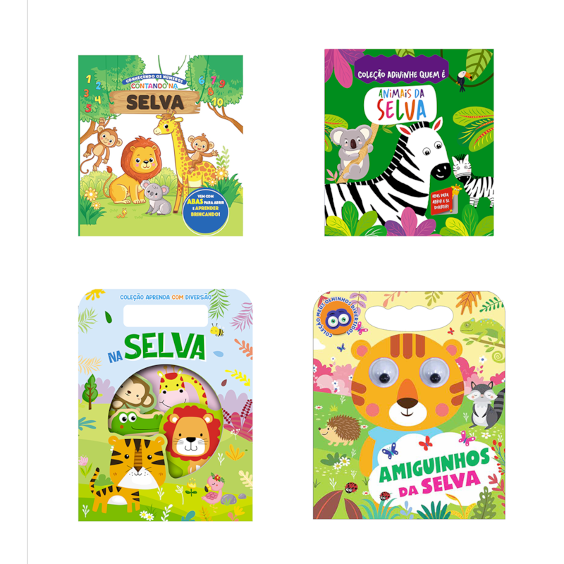 COLEÇÃO INFANTIL BICHINHOS DA SELVA - KIT COM 5 LIVRINHOS