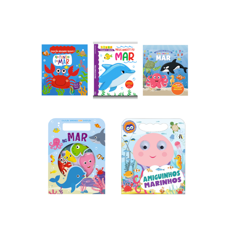 COLEÇÃO INFANTIL BICHINHOS DO MAR - KIT COM 5 LIVRINHOS