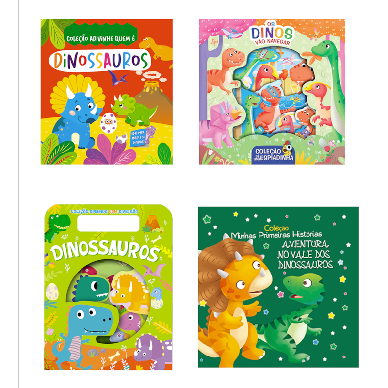 COLEÇÃO INFANTIL DINOSSAUROS - KIT COM 4 LIVRINHOS
