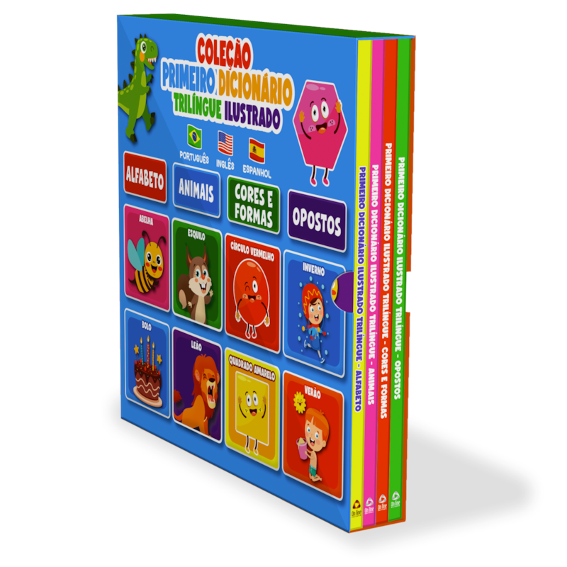 COLEÇÃO PRIMEIRO DICIONÁRIO TRILÍNGUE ILUSTRADO - BOX COM 4 LIVRINHOS