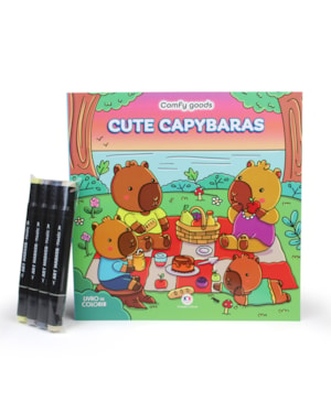 COLORIR CUTE CAPYBARAS - LIVRO DE COLORIR COM 4 MARCADORES