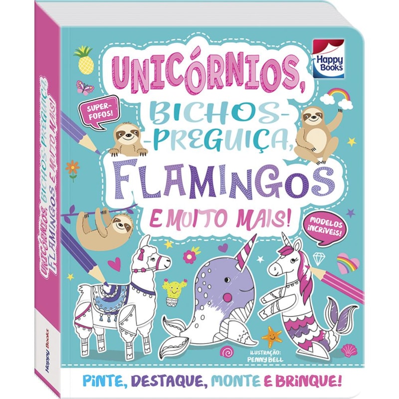 Colorir e montar: Unicórnios, bichos-preguiça, flamingos e Muito Mais!: Colorir e montar: Unicórnios, bichos-preguiça, flamingos e Muito Mais!