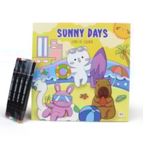 COLORIR SUNNY DAYS - LIVRO DE COLORIR COM 4 CANETINHAS