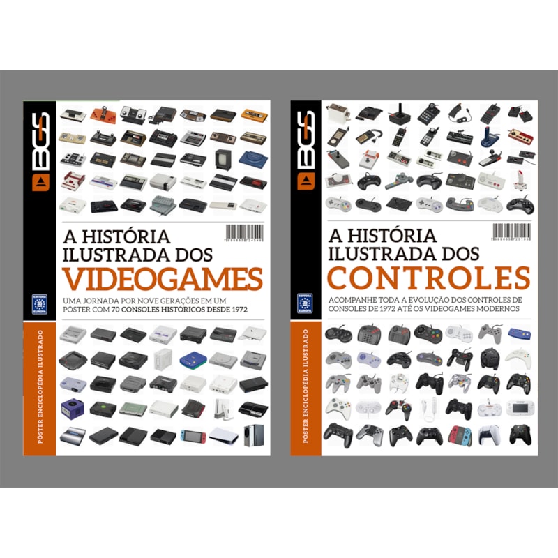 COMBO A HISTÓRIA ILUSTRADA DOS VIDEOGAMES E CONTROLES - SUPERPÔSTER BGS