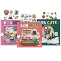 COMBO BOB CUTE - KIT COM 3 LIVROS DE COLORIR PARA TODAS AS IDADES: ACOMPANHA ADESIVOS E ILUSTRAÇÕES ORIGINAIS FOFAS - PAPEL 180GR
