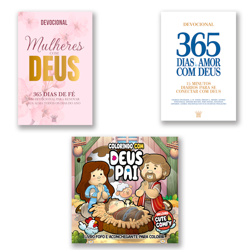 COMBO DEVOCIONAL - KIT COM 2 LIVROS DEVOCIONAIS + LIVRO DE COLORIR FOFO