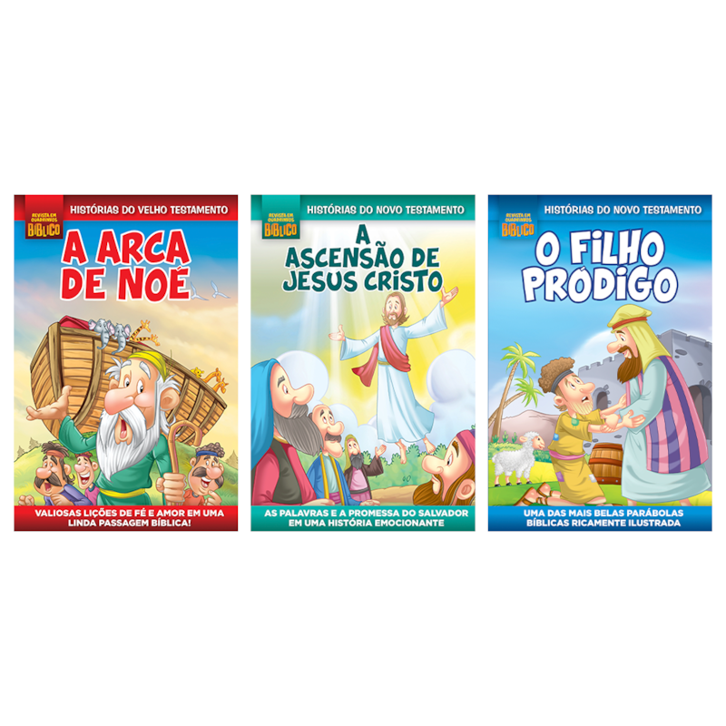 COMBO QUADRINHOS BÍBLICOS - KIT COM 3 QUADRINHOS