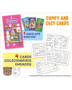 COMFY AND COZY 4 CARDS PARA COLORIR E COLECIONAR