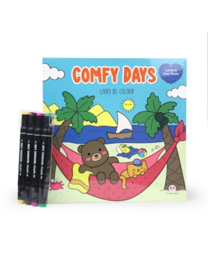 COMFY DAYS - LIVRO DE COLORIR COM 4 CANETINHAS