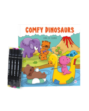 COMFY DINOSAURS - LIVRO DE COLORIR COM 4 CANETINHAS