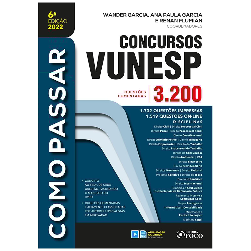 COMO PASSAR EM CONCURSOS DA VUNESP - 3.200 QUESTÕES - 6ª ED -2022