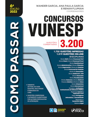 COMO PASSAR EM CONCURSOS DA VUNESP - 3.200 QUESTÕES - 6ª ED -2022