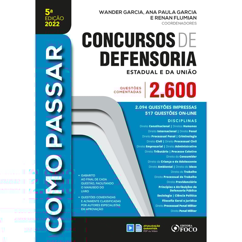 COMO PASSAR EM CONCURSOS DE DEFENSORIA - 2.600 QUESTÕES COMENTADAS - 5ª ED - 2022