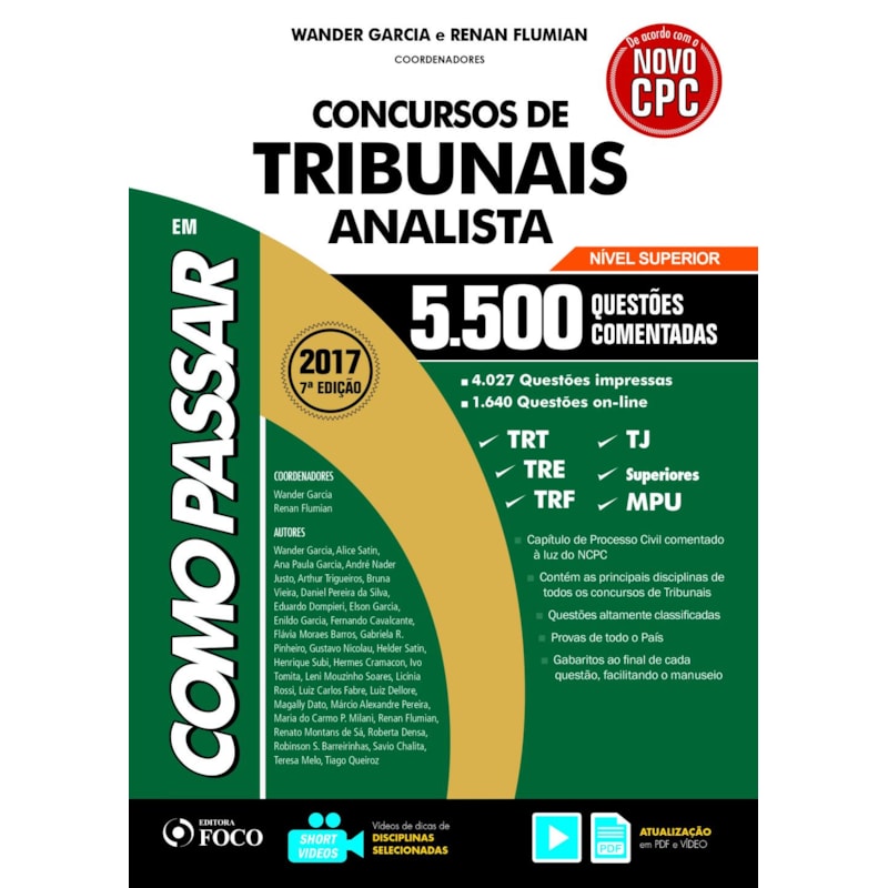 COMO PASSAR EM CONCURSOS DE TRIBUNAIS - ANALISTA - 4.200 QUESTÕES COMENTADAS - 8ª EDIÇÃO - 2019