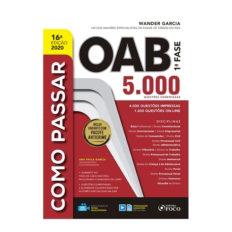 COMO PASSAR NA OAB - 1ª FASE - 5.000 QUESTÕES COMENTADAS - 16ª ED - 2020