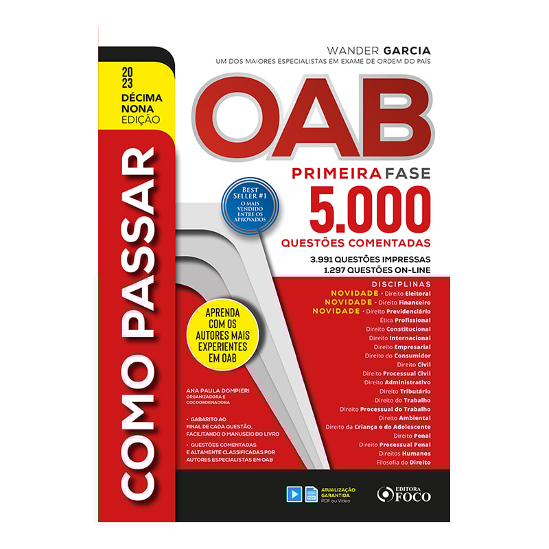 COMO PASSAR NA OAB - 1ª FASE - 5.000 QUESTÕES COMENTADAS - 19 ª ED - 2023