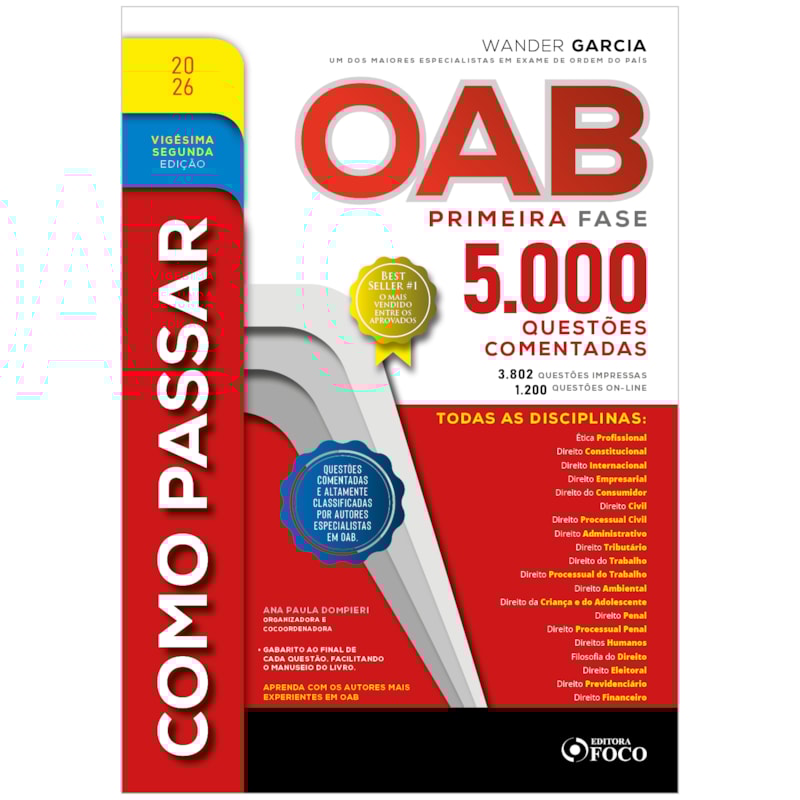 COMO PASSAR NA OAB - 1ª FASE - 5.000 QUESTÕES COMENTADAS - 22 ª ED - 2026
