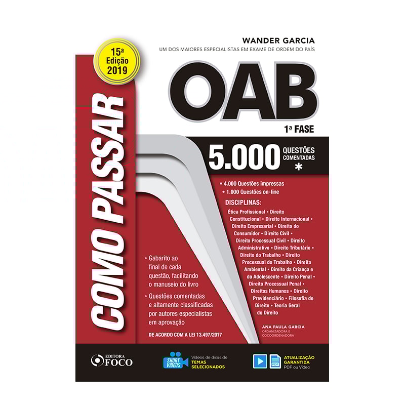 COMO PASSAR NA OAB - 5.000 QUESTÕES - 15ª EDIÇÕES - 2019