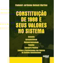 CONSTITUIÇÃO DE 1988 E SEUS VALORES NO SISTEMA - CONCEITO - CARACTERÍSTICAS - METANORMATIVIDADE - FUNÇÕES - ESTRUTURA POSITIVA - LIMITES E POSSIBILIDADES DOS VALORES NO SISTEMA CONSTITUCIONAL