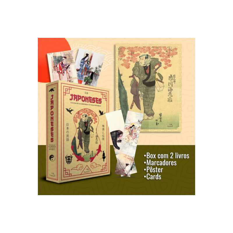 CONTOS DE GUERREIROS E OUTRAS HISTÓRIAS - BOX MITOLOGIA JAPONESA: 2 LIVROS, PÔSTER, CARDS, MARCADORES