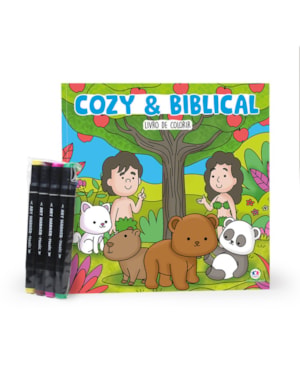 COZY AND BIBLICAL - LIVRO DE COLORIR COM 4 CANETINHAS