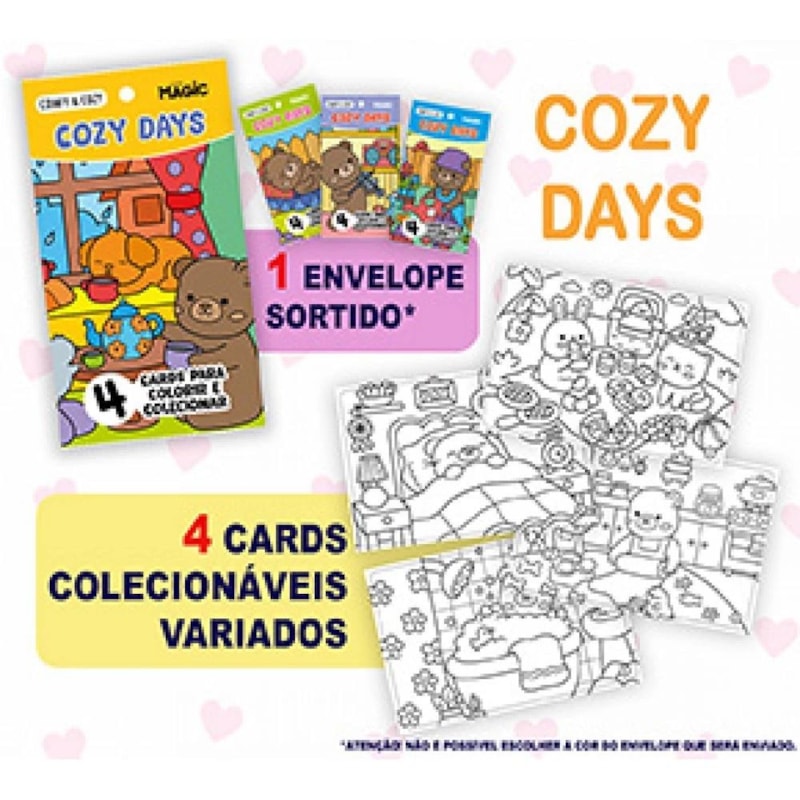 COZY DAYS - 4 CARDS PARA COLORIR E COLECIONAR