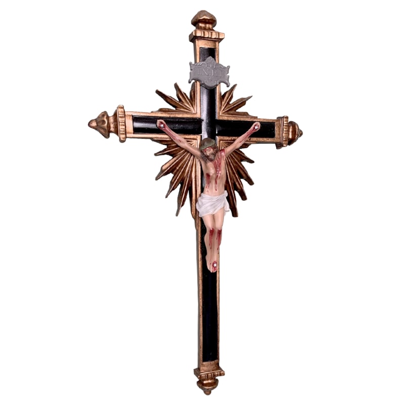 CRUCIFIXO 43CM ORNADO SEM BASE COLORIDO