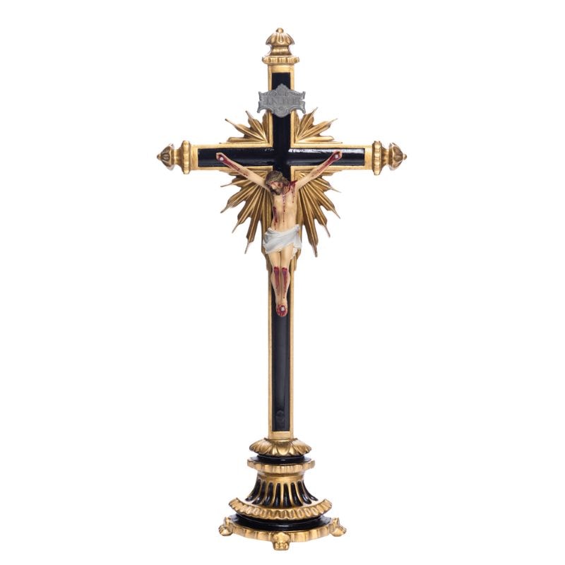 CRUCIFIXO 50CM ORNADO BARROCO COM BASE - MESA E PAREDE