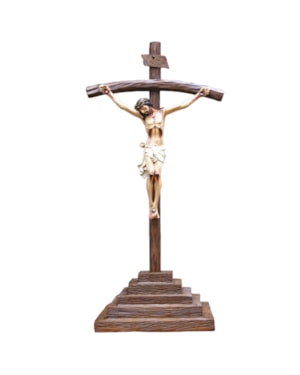 CRUCIFIXO COM BASE 115CM COLORIDO