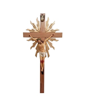 CRUCIFIXO, CRUZ: 110 CM (COM RESPLENDOR) - MADEIRA | CORPO: 70 CM - RESINA