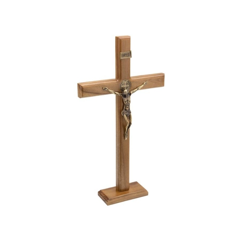 CRUCIFIXO DE MESA SÃO BENTO 40CM DE ALTURA