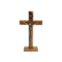 CRUCIFIXO DE MESA SÃO BENTO MADEIRA 26CM DE ALTURA