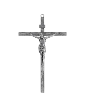 CRUCIFIXO DE PAREDE JESUS PRATA VELHA 25CM