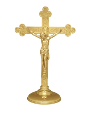 CRUCIFIXO DOURADO ESTILO BIZANTINO - 32X22CM