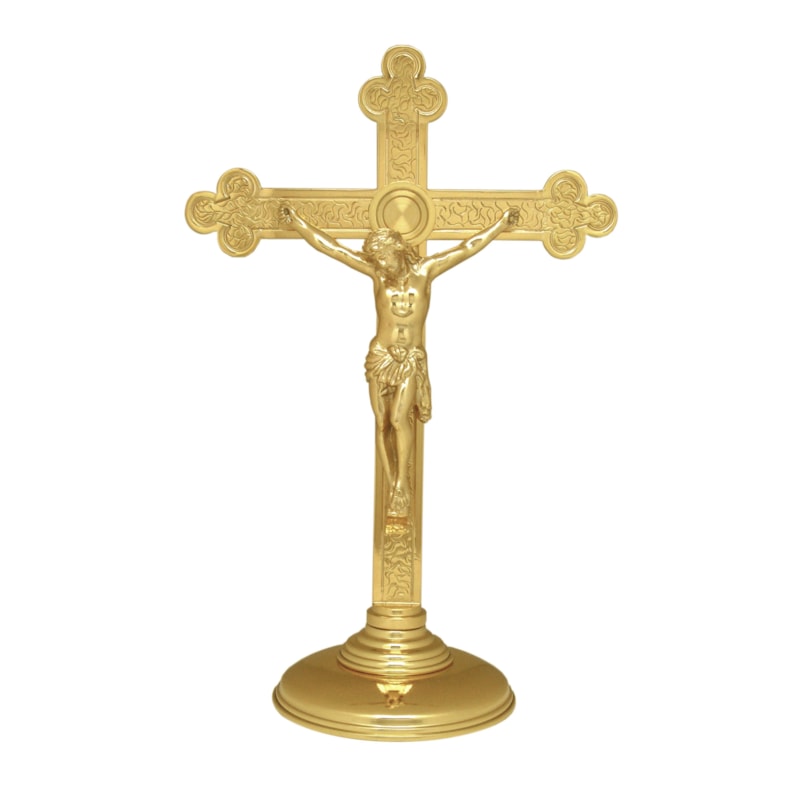 CRUCIFIXO DOURADO ESTILO BIZANTINO - 32X22CM