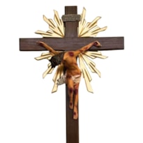 CRUCIFIXO ESTILIZADO, 66 CM - COM RESPLENDOR - CRUZ MADEIRA, 150CM