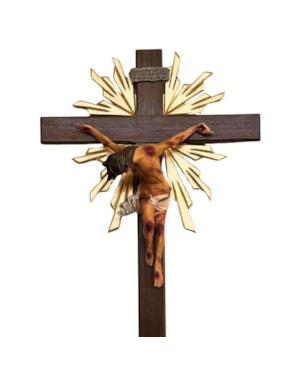 CRUCIFIXO ESTILIZADO, 66 CM - COM RESPLENDOR - CRUZ MADEIRA, 150CM