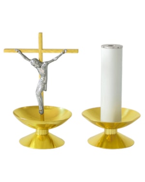 CRUCIFIXO OU CASTIÇAL 22CM DE ALTURA DOURADO