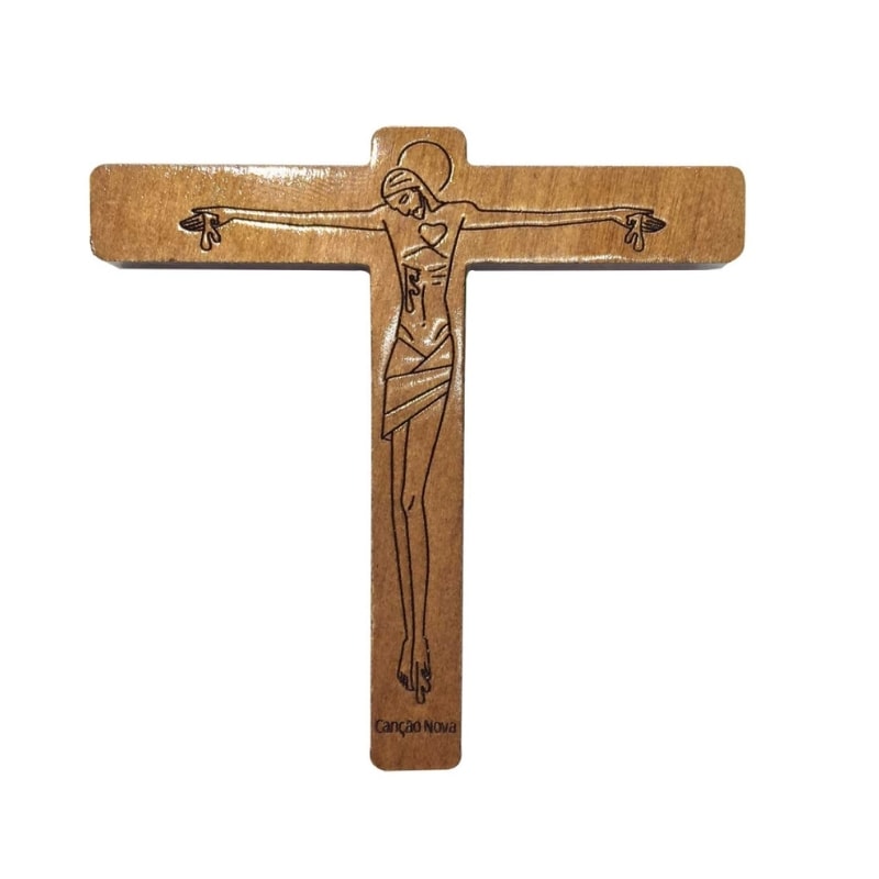 CRUCIFIXO "VINDE, Ó DEUS" MARROM