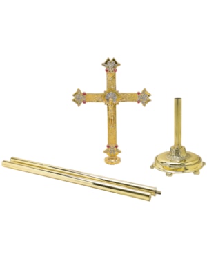 CRUZ PROCESSIONAL EVANGELISTAS 214CM DE ALTURA DOURADO