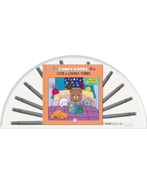 CUTE AND LOVELY VIBES - LIVRO PARA COLORIR COM 12 CANETINHAS