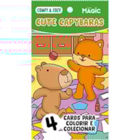 CUTE CAPYBARAS - 4 CARDS PARA COLORIR E COLECIONAR