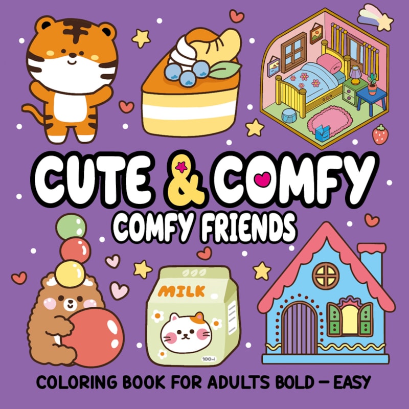 CUTE & COMFY COLORING BOOK FOR ADULT BOLD EASY - COMFY FRIENDS - LIVRO DE COLORIR ADULTO