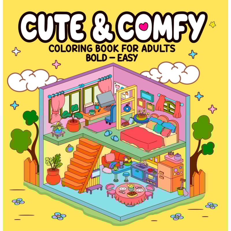 CUTE & COMFY COLORING BOOK FOR ADULTS - BOLD EASY - LIVRO DE COLORIR ADULTO