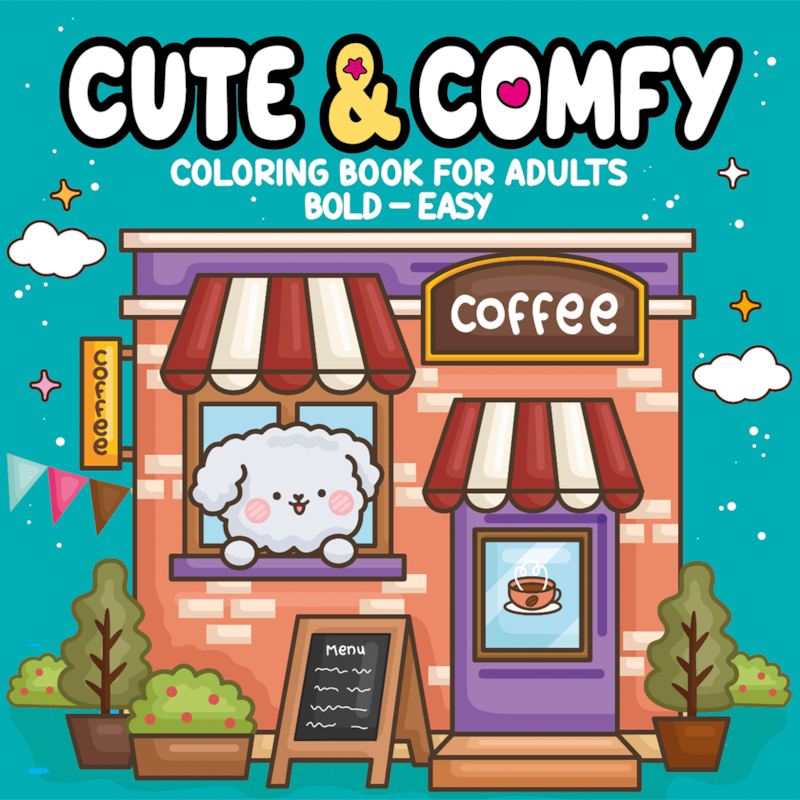 CUTE & COMFY COLORING BOOK FOR ADULTS - BOLD EASY - LIVRO DE COLORIR ADULTO