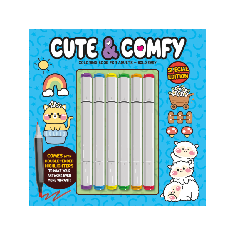 CUTE & COMFY COLORING BOOK FOR ADULTS - BOLD EASY - SPECIAL EDITION - LIVRO DE COLORIR ADULTO