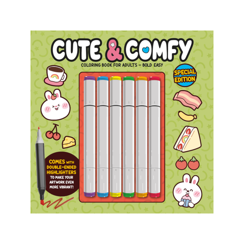 CUTE & COMFY COLORING BOOK FOR ADULTS - BOLD EASY - SPECIAL EDITION - LIVRO DE COLORIR ADULTO